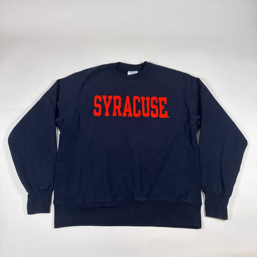 Champion Sweatshirt Mens Medium Navy Syracuse Reverse Weave‎ Pullover Collegiate